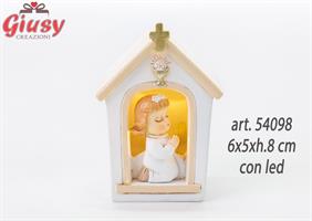 Chiesa In Resina Con Bimba Comunione Con Led 6x5xh.8 Cm 6*96