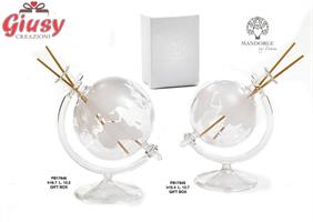 Profumatore Mappamondo In Vetro H.16,7 Cm Completo Di Gift Box 2*16