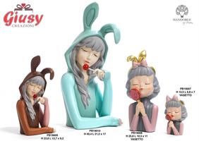 Ragazza Mezzo Busto Con Lecca Lecca In Resina 23,8 Cm 2*12