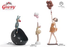 Ragazza Con Palloncini In Resina 46,5 Cm 1*6