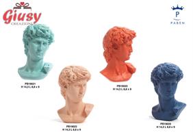 Statua Mezzo Busto Eroe Biblico In Resina Blu 14,3 Cm 1*24