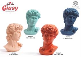 Statua Mezzo Busto Eroe Biblico In Resina Blu h.28 Cm 1*24