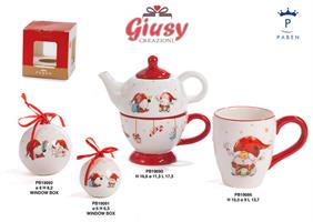 Tazza Con Gnomi e Decorazioni Natalizie In Ceramica 10,3 Cm 6*36