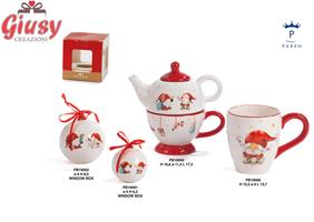Sfera Appendino In Ceramica Con Decorazione Natalizia Con Gnomi 8 Cm 6*48