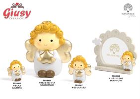 Angelo Spiritoso Con Stella In Resina  Con Ali Decorate In Oro h. 6,3 Cm 12*144