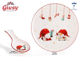 Poggia Posate Gnomi Decoro Natalizio In Ceramica 24,8 Cm 1*48