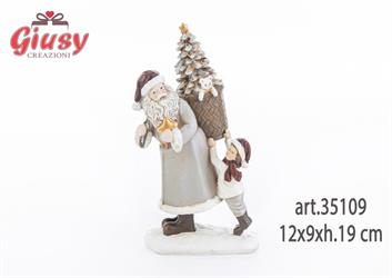 Babbo Natale In Resina Con Bimbo 12x9xh.19 Cm 1*24