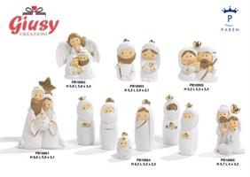 Gruppo Natività Spiritoso Con Stella In Resina Bianca E Oro 8,6 Cm 8*96