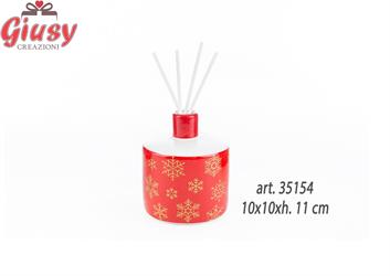 Profumatore In Ceramica Con Decoro Natalizio Rosso10x10xh.11 Cm 2*36