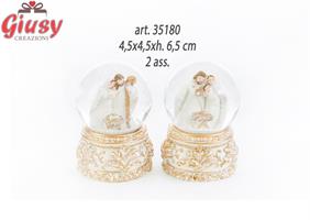 Ampolla In Vetro Con Interno Sacra Famiglia In Resina 2 Soggetti Assortiti 4,5x4,5xh.6,5 Cm  6*96