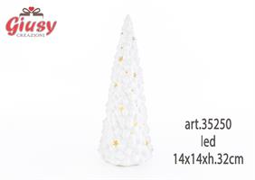 Albero Natalizio In Porcellana Bianca Con Led 14x14xh.32 Cm 1*9