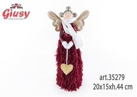 Bambolina Natalizia In Stoffa E Ceramica 20x15xh.44 Cm 1*12