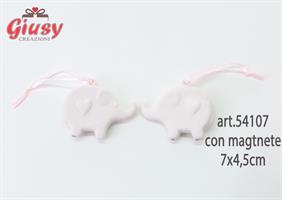 Calamita Elefante In Porcellana Rosa 7x4,5 Cm 12*144