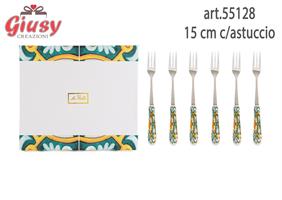 Set 6 Forchettine Collezione Costa Smeralda 15 Cm Completo Di Astuccio 1*24