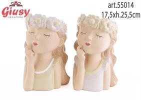 Vaso Ceramica Portapiante 2 Soggetti Assortiti 17,5xh.25,5 Cm 2*12