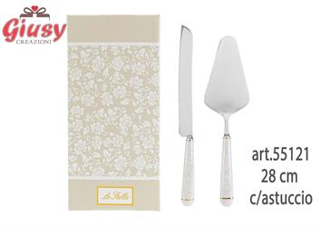 Set 2pz Taglia Torta Collezione Torta White Lady 28 Cm Completo Di Astuccio