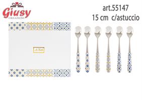 Set 6 pz Cucchiaini Collezione Note Di Capri 3 Decori Assortiti 15 Cm 1*24