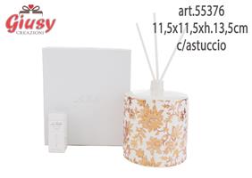 Profumatore Tondo In Porcellana Collezione Thai Flower 11,5x11,5xh.13,5 Cm Completo Di Astuccio Ed Essenza 1*12
