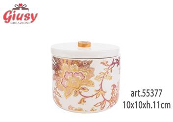 Profumatore Tondo In Porcellana  Collezione Thai Flower 10x10xh.11 Cm Completo Di Astuccio Ed Essenza