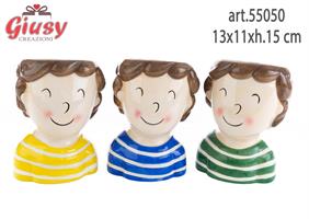 Portapiante Boy In Porcellana 3 Soggetti Assortiti 13x11xh.15 Cm 3*24