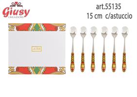 Set 6 Pz Cucchiaini Collezione Royal Carousel 15 Cm Completo Di Astuccio 1*24