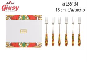 Set 6 Forchettine Collezione Royal Carousel 15 Cm Completo Di Astuccio 1*24