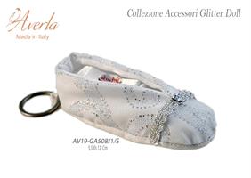 Portachiavi Scarpina Glitter Argento In Tessuto 5x12 Cm