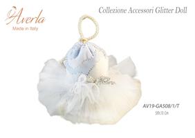 Portaconfetti Zainetto Tutù Tessuto Glitter Argento 5xh.10 Cm