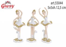 Ballerina In Resina Bianca E Oro 3 Soggetti Assortiti 5x5xh.12,5 Cm 6*72