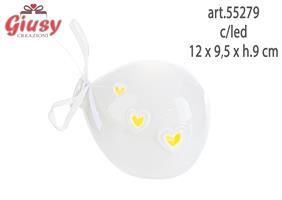 Palloncino In Porcellana Bianca Con Led 12x9,5xh.9 Cm 1*48