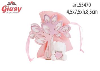 Porta Sacchetto in Legno Con Albero Rosa 4,5x7,5xh.8,5 Cm 24*480