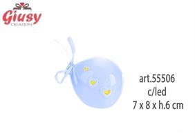 Palloncino In Porcellana Celeste Con Led 7x8xh.6 Cm 1*96