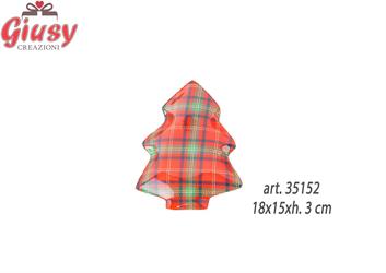 Vassoio Albero Di Natale In Ceramica Con Decoro Tartan  18x15xh.3 Cm 4*36