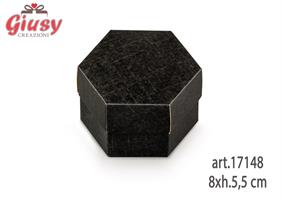 Scatola Esagono Fondo E Coperchio In Seta Nero 8xh.5,5 Cm 10*200