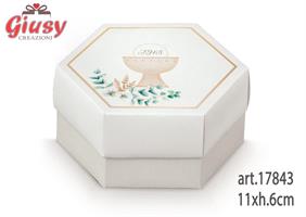 Scatola Esagono Fondo E Coperchio Con Divisore 11xh.6 Cm Linea Prima Comunione 10*200