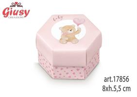 Scatola Esagono Fondo E Coperchio Con Divisore Linea Little Bear Rosa 8xh.5,5 Cm 10*200