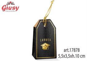 Tag Per Laurea In Seta Nera 5,5x3,5xh.10 Cm 10*200