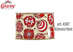 Nastro Red Baubles 63mmx10mt