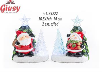 Soggetti Natalizi Babbo Natale  E Pupazzo Neve + Albero Con Led 2 Soggetti Assortiti 10,5x7xh.14 Cm 6*48