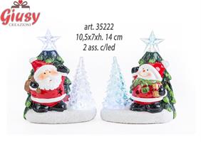 Soggetti Natalizi Babbo Natale  E Pupazzo Neve + Albero Con Led 2 Soggetti Assortiti 10,5x7xh.14 Cm 6*48