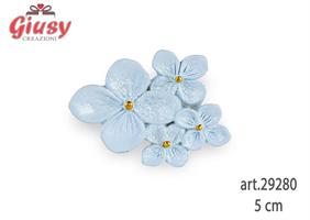 Magnete Con Fiori Glitterati Colore Azzurro In Resina H.5 Cm 48*288