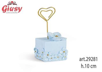 Segnaposto Con Fiori Glitterati In Resina Colore Azzurro H.10 Cm 6*144