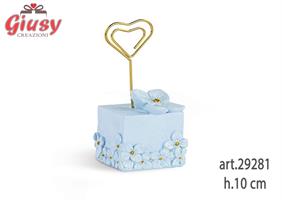 Segnaposto Con Fiori Glitterati In Resina Colore Azzurro H.10 Cm 6*144