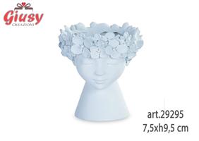 Vaso Con Viso Donna In Resina Colore Azzurro 7,5xh.9,5 Cm 6*48