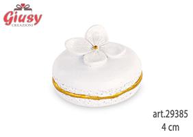 Magnete Macaron Con Fiori Glitterati Colore Bianco In Resina D.4 Cm 12*360