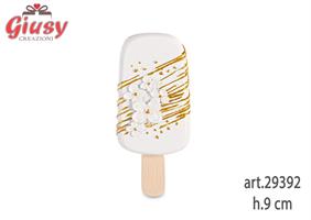 Magnete Gelato Con Fiori Glitterati Colore Bianco In Resina H.9 Cm 36*360