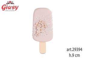 Magnete Gelato Con Fiori Glitterati Colore Cipria In Resina H.9 Cm 12*360