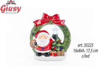 Babbo Natale In Ceramica + Stella Con Led 16x8xh.17,5 Cm 1*24