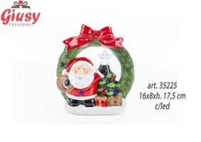 Babbo Natale In Ceramica + Stella Con Led 16x8xh.17,5 Cm 1*24
