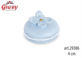 Magnete Macaron Con Fiori Glitterati Colore Azzurro In Resina D.4 Cm 12*360